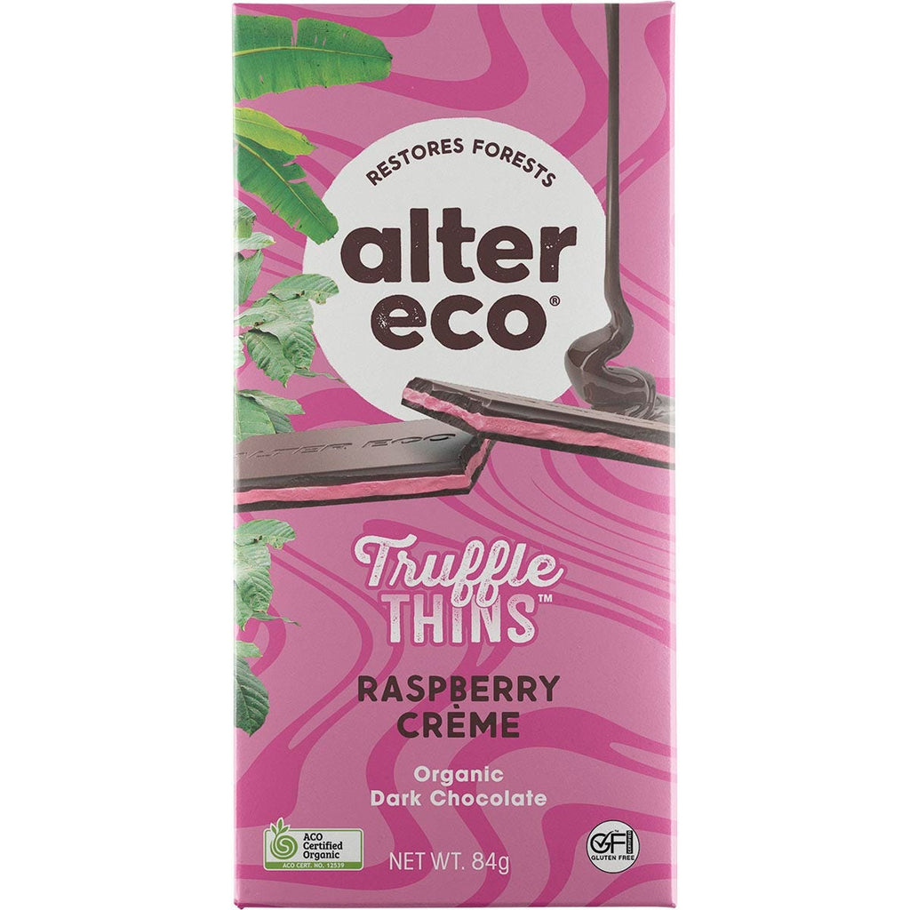 Chocolate Organic Raspberry Creme Dark Truffle Thins 12x84g