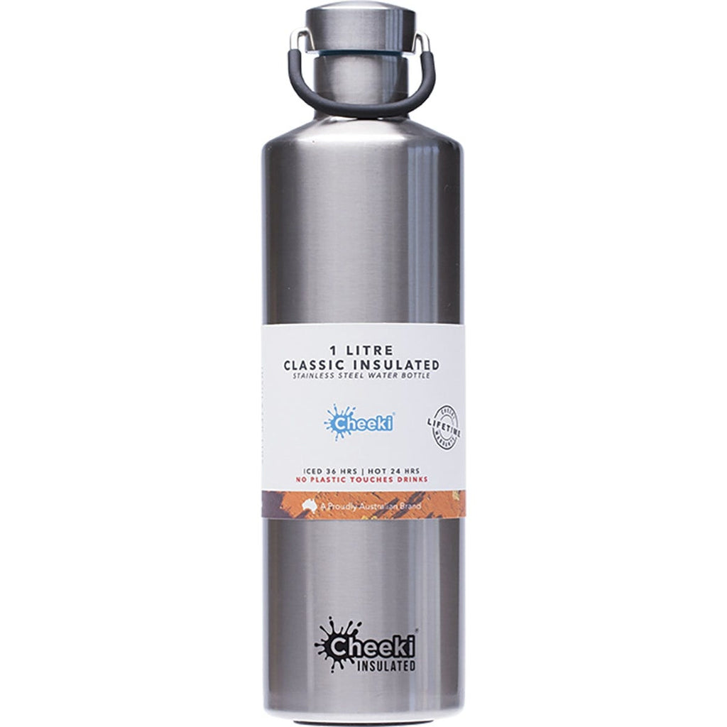 Stainless Steel Bottle Insulated Silver 1L