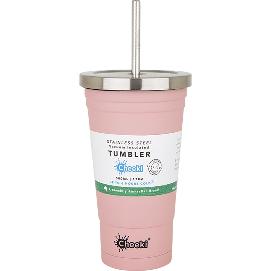 Insulated Tumbler Pink with S/Steel Straw 500ml