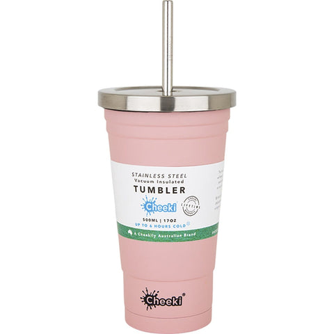 Insulated Tumbler Pink with S/Steel Straw 500ml