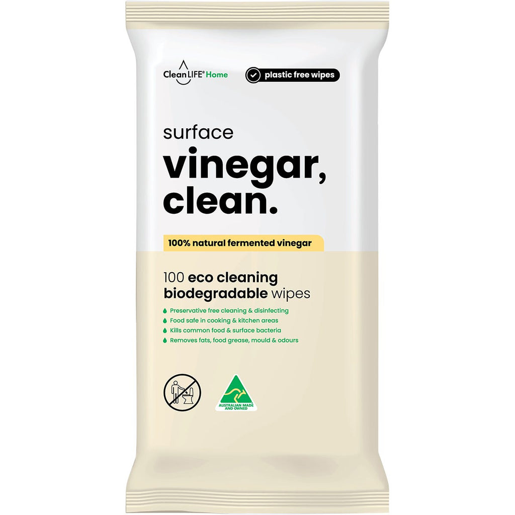 Vinegar Clean Surface Plastic Free Wipes 100pk