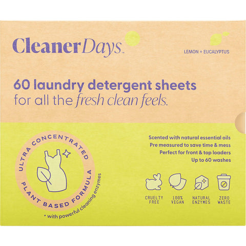 Laundry Detergent Sheets Lemon + Eucalyptus 60pcs