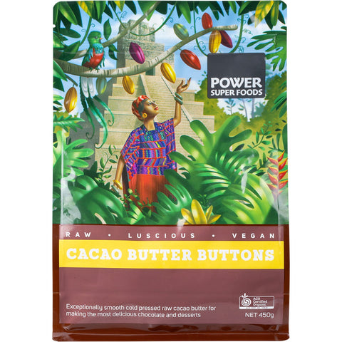Cacao Butter Buttons Raw Certified Organic 450g