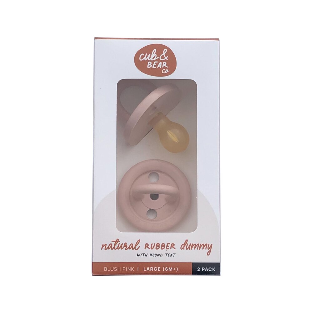 Cub Bear Co Rubber Dummy Round Large Pink Twin