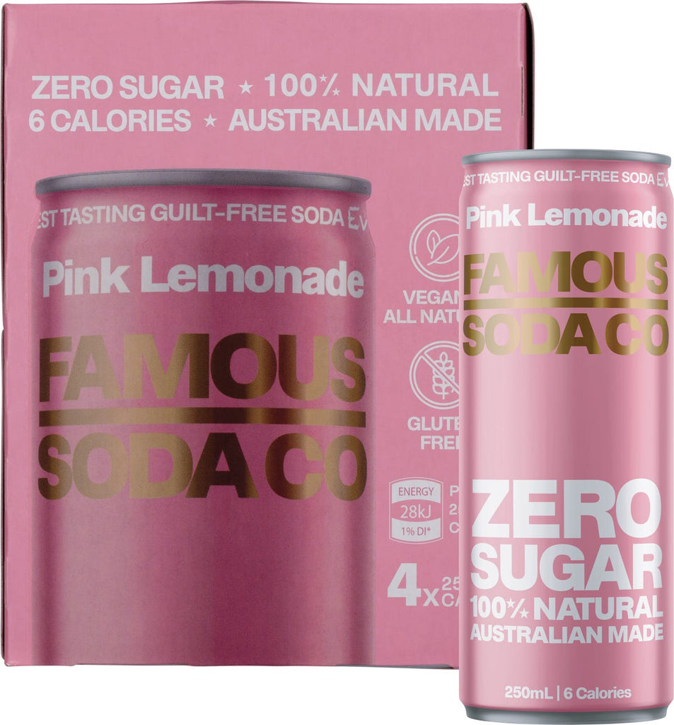 Zero Sugar Soda Pink Lemonade 4x250ml