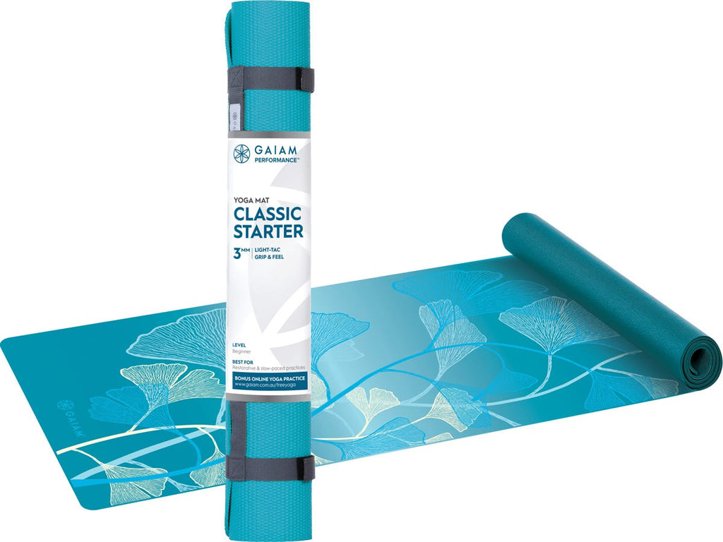 Yoga Mat Classic Starter 3mm Light Blue Flower 61cmx173cm