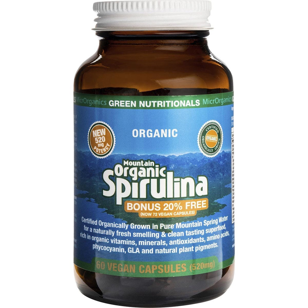 Mountain Organic Spirulina Vegan Capsules 520mg 60 Caps