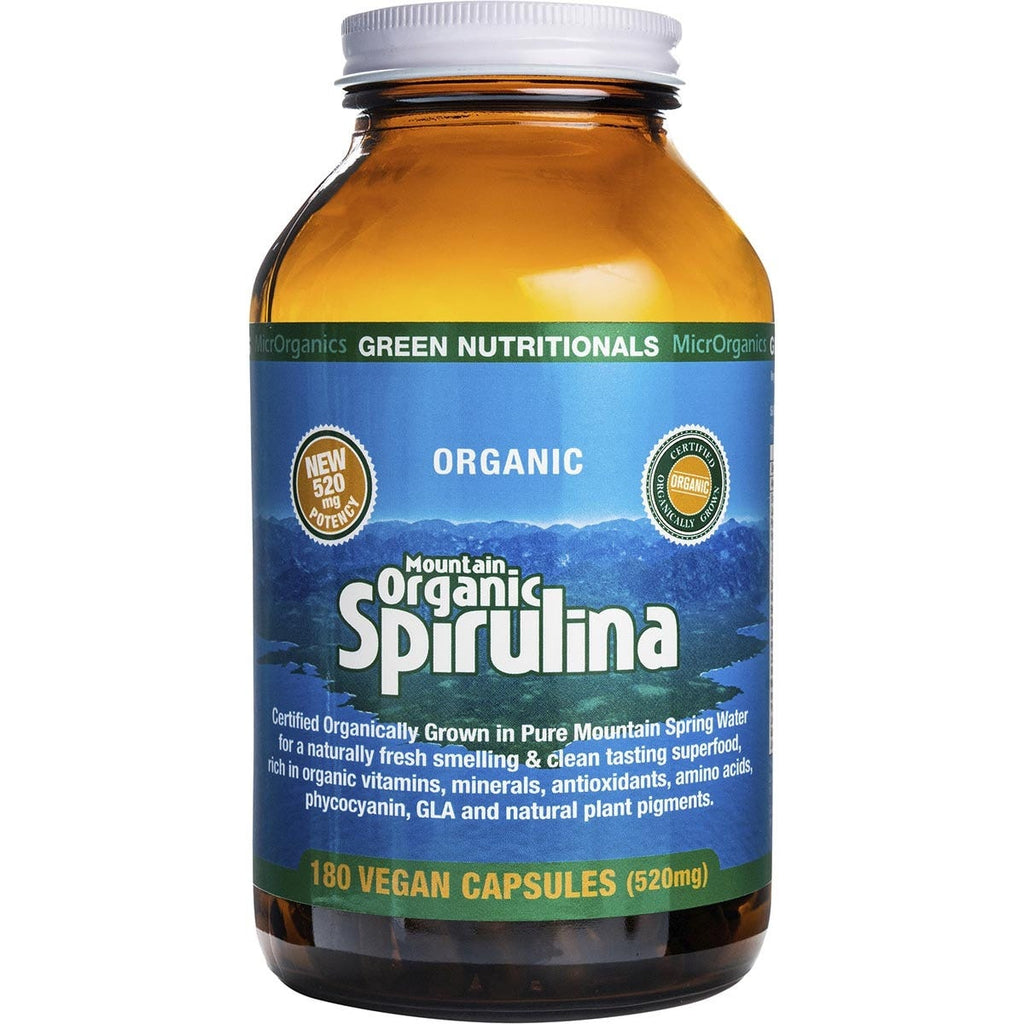 Mountain Organic Spirulina Vegan Capsules 520mg 180 Caps