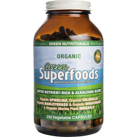 Organic Green Superfoods Vegan Capsules 600mg 250 Caps