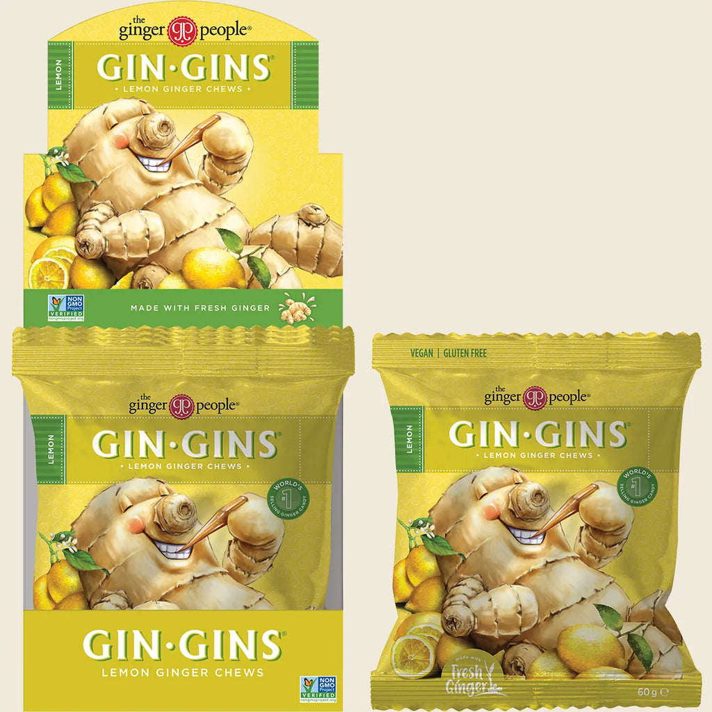 Gin Gins Lemon Ginger Chews 12x60g