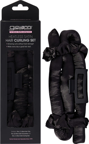 Heatless Satin Hair Curling Set Black