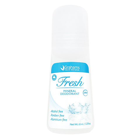 Grahams Natural Mineral Deodorant Roll On Fresh 65ml