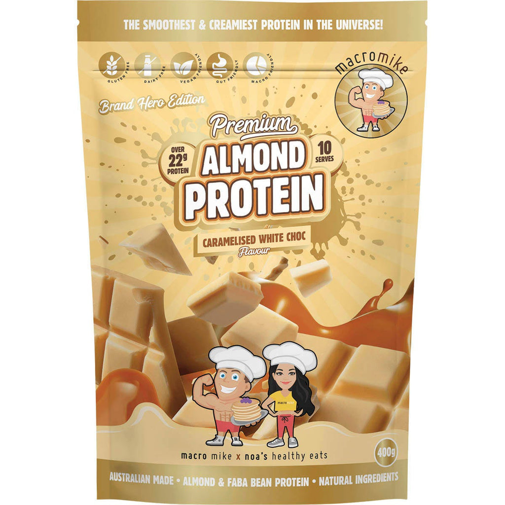 Premium Almond Protein Caramelised White Choc 400g