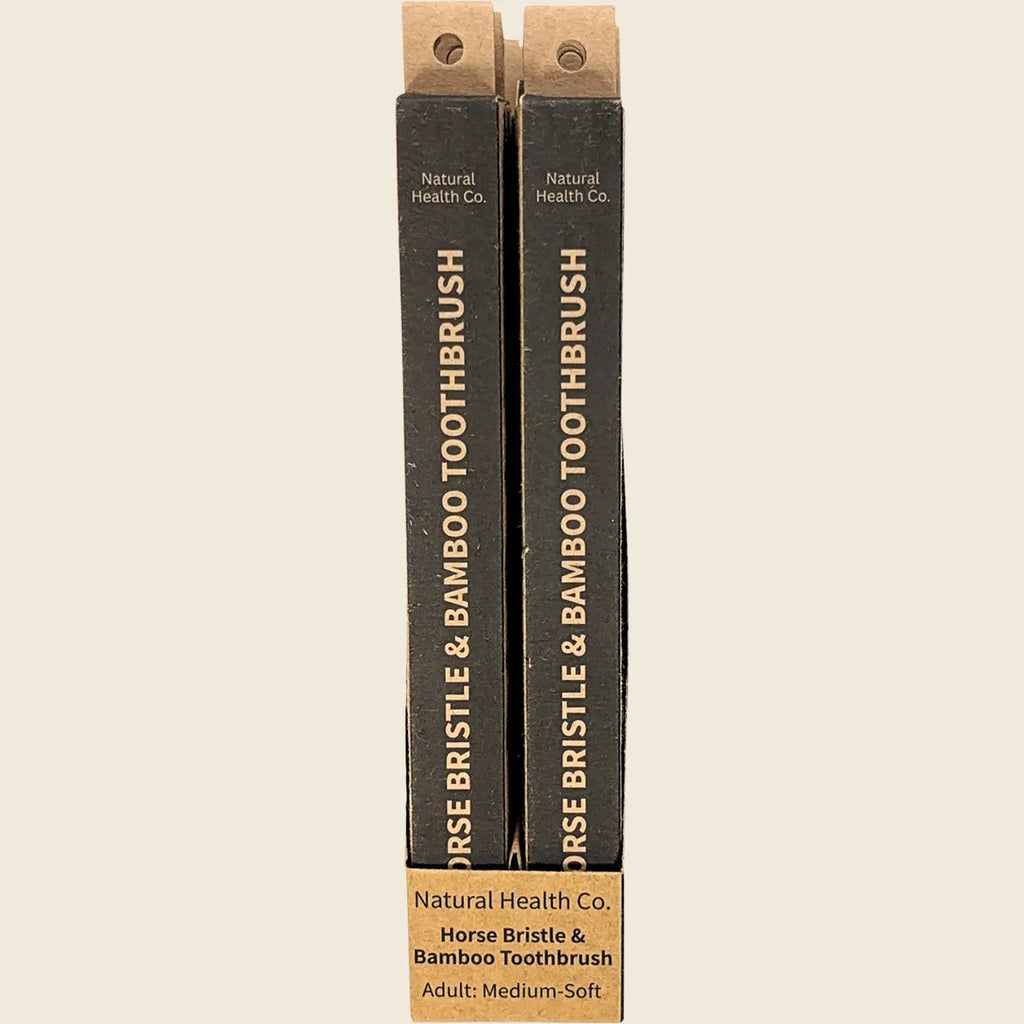 Horse Bristle & Bamboo Toothbrush Adult Med-Soft 12x1pk