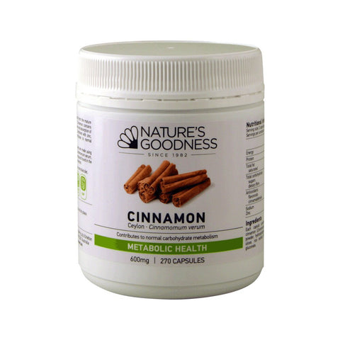 Nat Goodness Cinnamon 600mg 270c