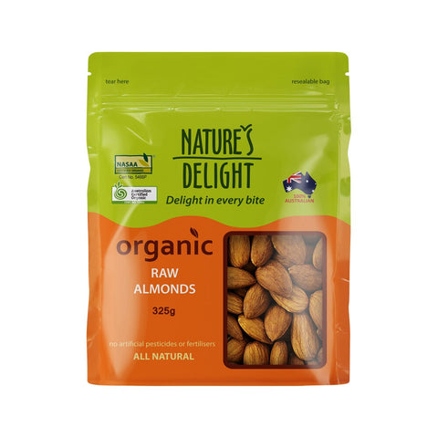 Natures Delight Organic Almonds Raw 325g