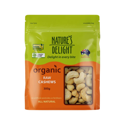 Natures Delight Organic Cashews Raw 300g