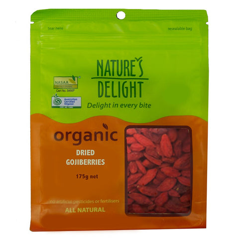 Natures Delight Organic Goji Berries Dried 175g