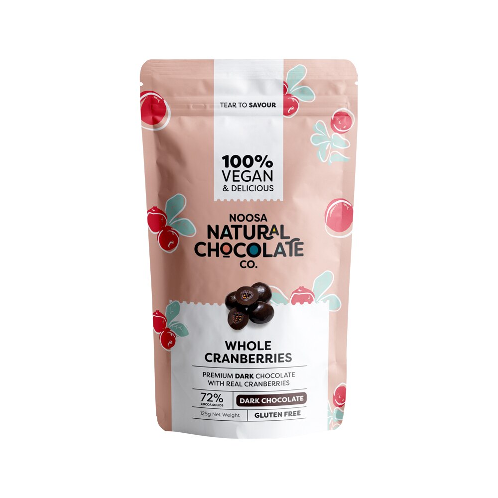 Noosa Natural Dark Chocolate Whole Cranberries 125g