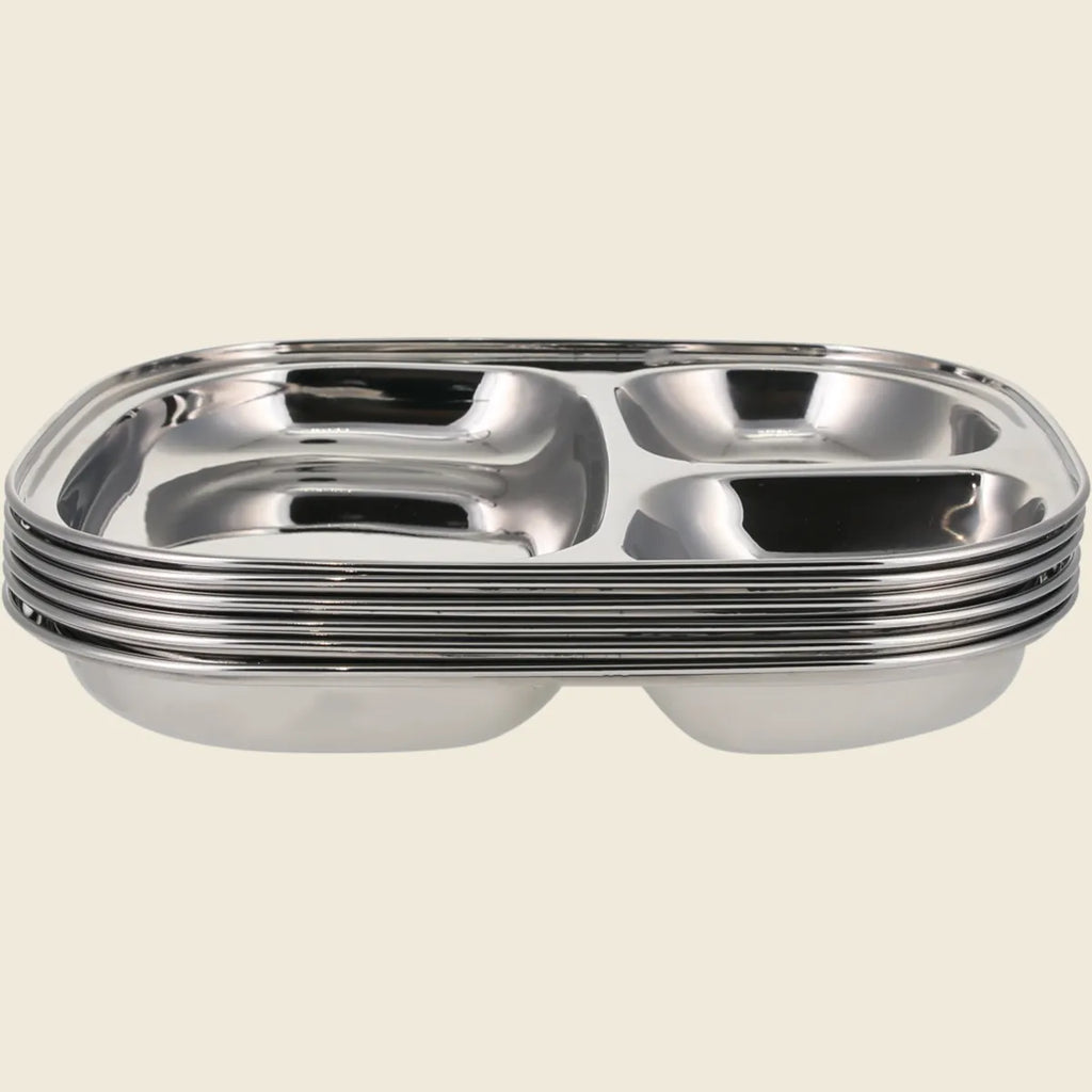Stainless Steel Divided Kids Plate 6x1pc