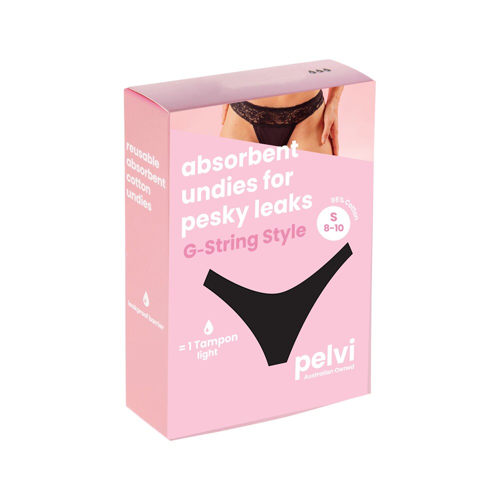 Pelvi Underwear Leakproof G String Black S