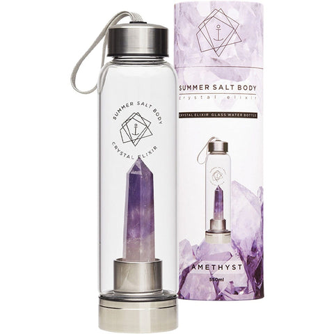 Crystal Elixir Glass Water Bottle Amethyst 550ml