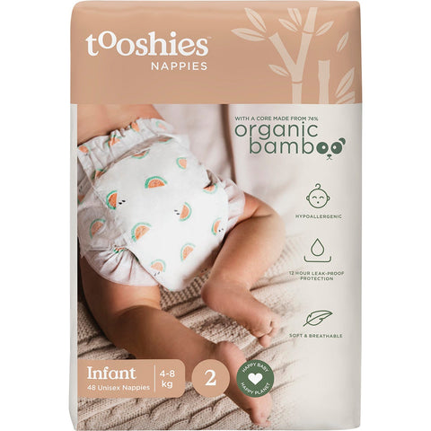 74% Organic Bamboo Nappies Size 2 Infant 4-8kg 2x48pk