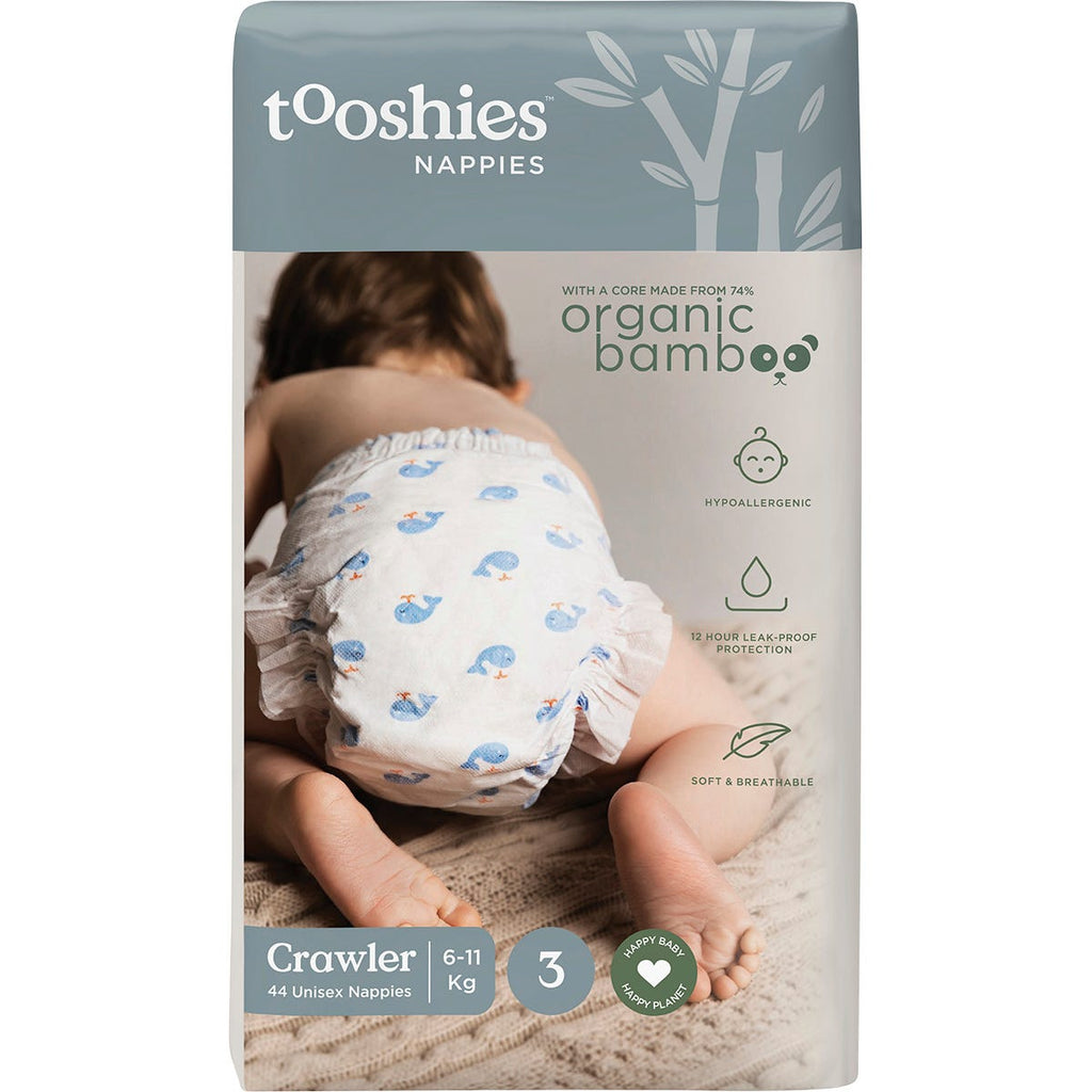 74% Organic Bamboo Nappies Size 3 Crawler 6-11kg 2x44pk