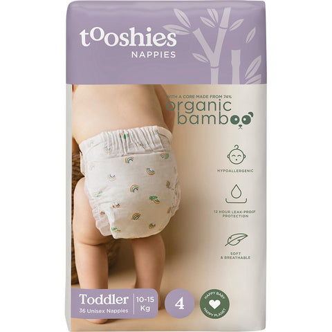 74% Organic Bamboo Nappies Size 4 Toddler 10-15kg 2x36pk