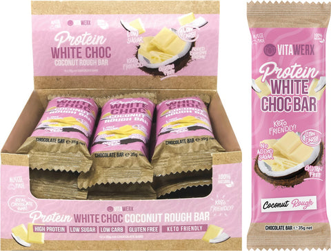 Protein White Chocolate Bar Coconut Rough 12x35g