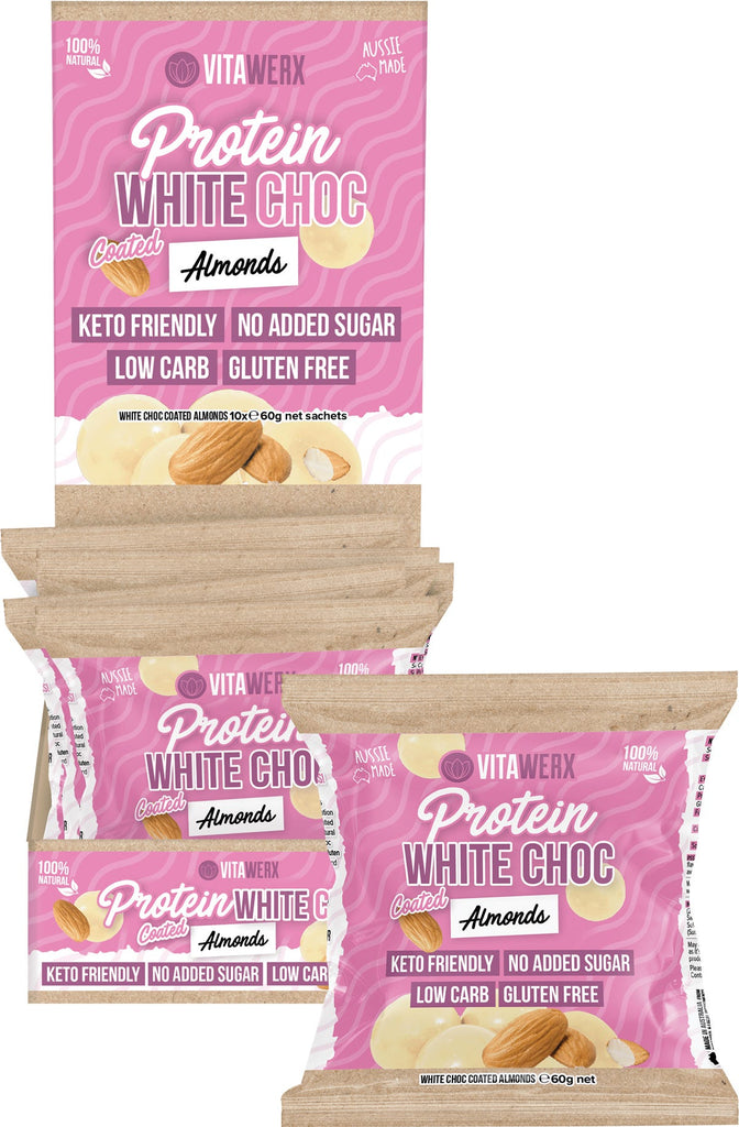 Protein White Chocolate Coated Almonds 10x60g