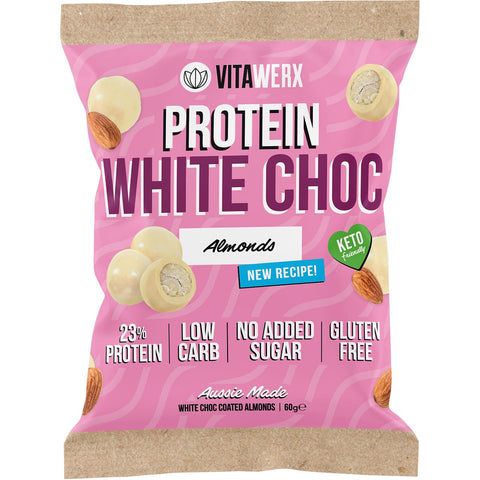 Protein White Choc Coated Almonds 10x60g